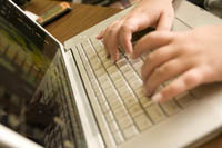typing on computer